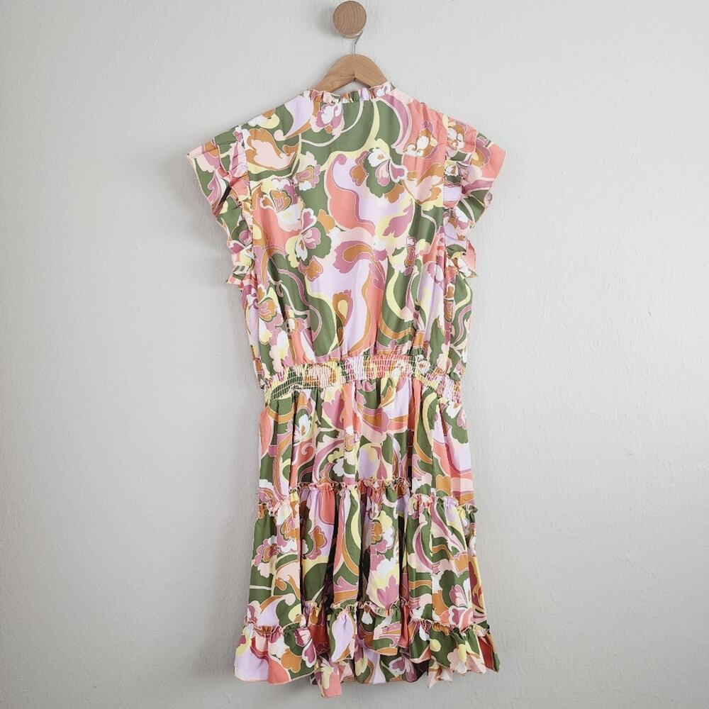 Show Me Your Mumu Wild Dreams Retro Ruffle Mini Dress Pink Green Floral NWT XXL - Picture 12 of 13